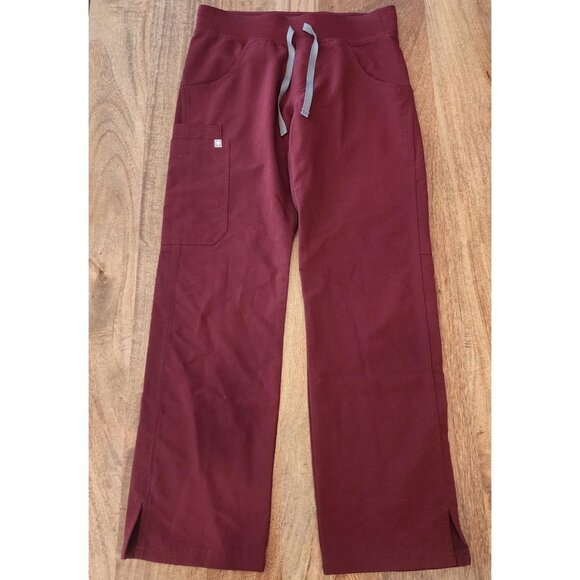FIGS Scrub Pants Womens XS Petite Burgundy Technical Drawstring Medical T21004P - Picture 1 of 10